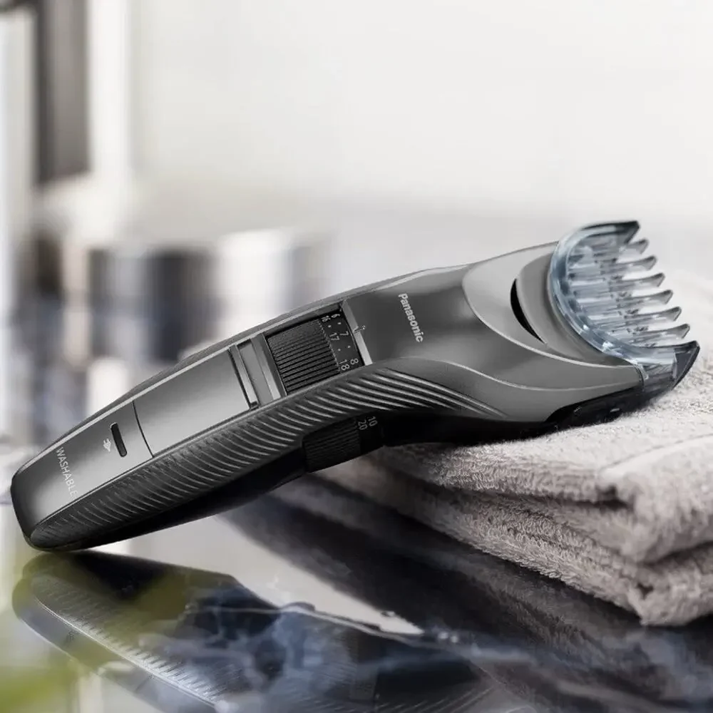 Panasonic ER-GC63-H Hair Clippers Corded/Cordless 2 Attachments - Silver